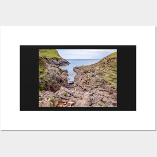 Welsh Coastal Path, Gower, South Wales. Access to Mewslade Bay cut off at high tide Posters and Art